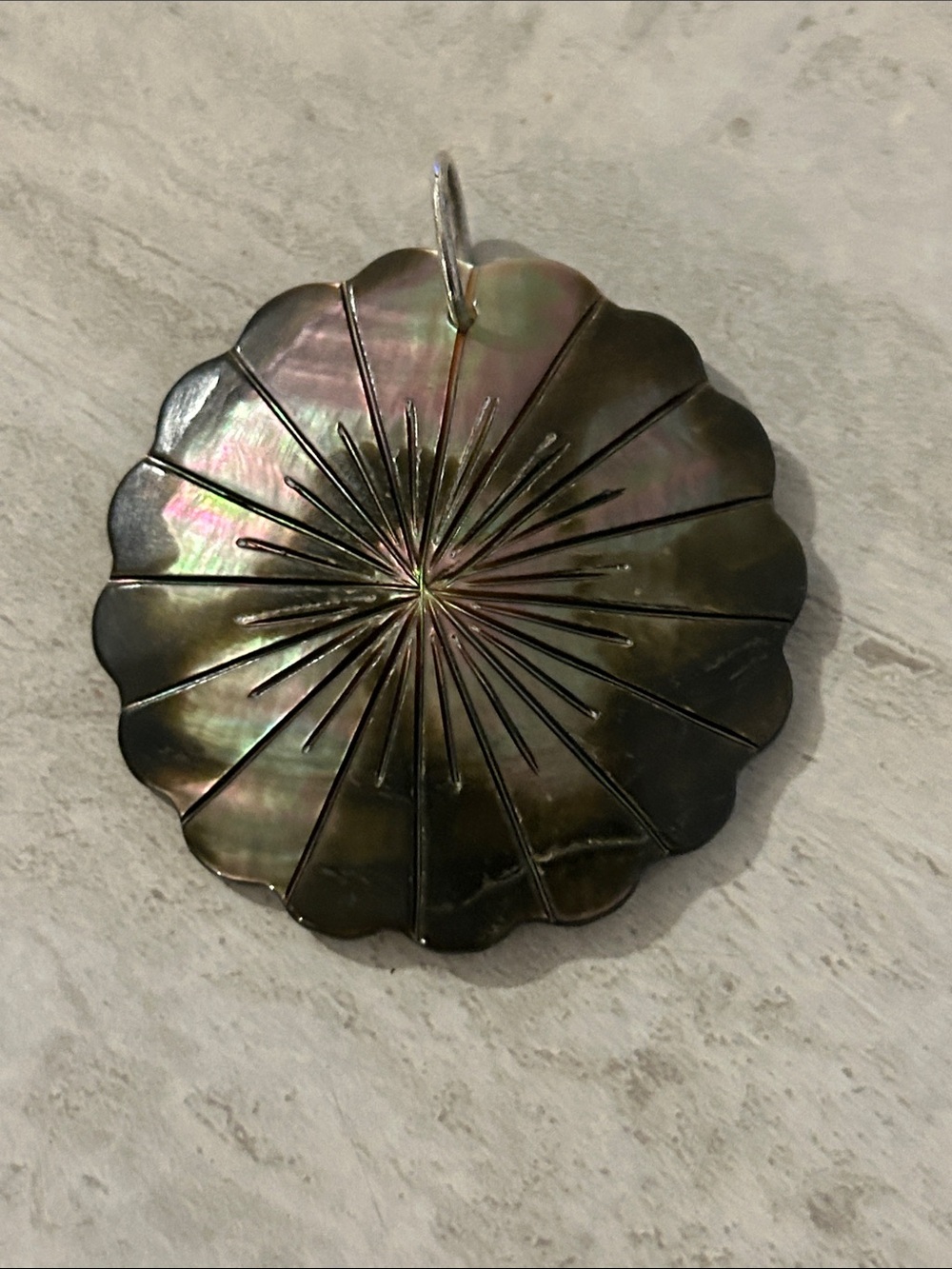 Large Iridescent Mother-of-Pearl Flower Accent Pendant
